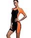 One Piece Swimsuit for Woman Belloo Short-sleeve Surfing Suit Sun Protection, Orange, X-Large