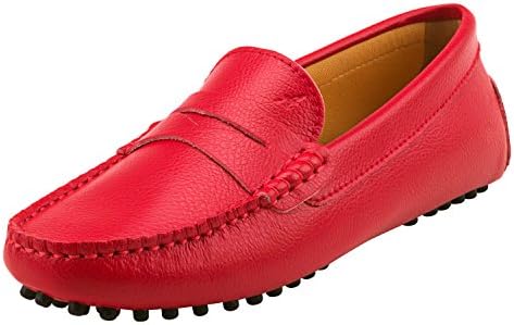 Shenduo Women's Loafer Flats Leather Moccasins Boat Shoes D7052