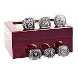 GF-sports store A Set of 6 Pittsburgh Steelers Super Bowl Championship Replica Ring by Display Box Set-(White)