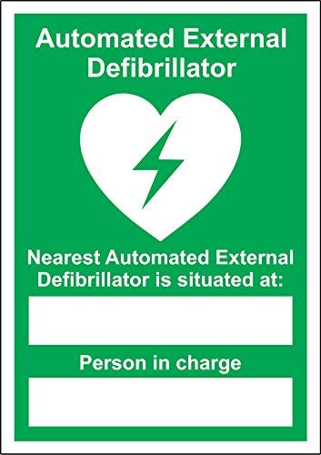 Automated External Defibrillator Nearest Location Sign - 8X12 Inch