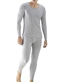 Ekouaer Men's Winter Thermal Long Sleeve Tops&Fleece Lined Pants(Gray,Medium)