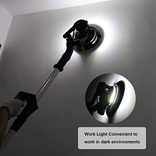Ginour 360° 750W Drywall Sander With Vacuum Attachment, Variable Speed & LED Light, Extendable Handle, Long Dust Hose, Storage Bag, 6 Sanding Discs - Thumbnail 4