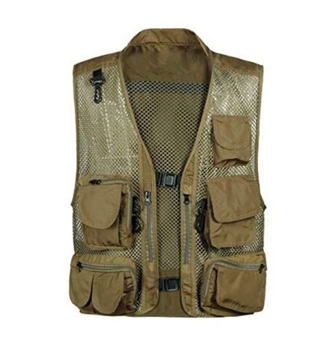 HX fashion Herren Weste Outdoor Freizeit Fischerei Mesh Multitasche Weste Bergsteigen Bequeme Größen Vest Mittleren…