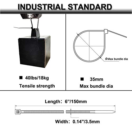 Strong Self Adhesive Wire Clips Cable Zip Tie Mounts 3/4" with 6 Inch Zipties Black UV