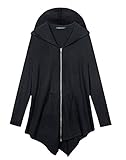 Women's Plus Size Hooded Sweatshirt Jacket Cape Style (4XL, black)