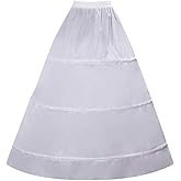 YULUOSHA Women Crinoline Petticoat 3 Hoops Skirt Elastic Half Slip A Line Underskirt for Wedding Ball Gown Bridal Dress