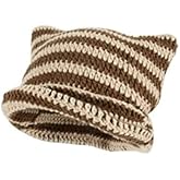 Ponitrack Crochet Hats for Women Cat Beanie Vintage Beanies Women Grunge Accessories Slouchy Beanies for Women