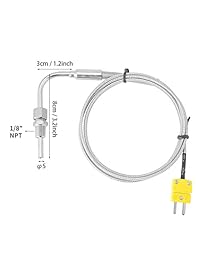 Egt termopar tipo K sonda de temperatura de 1 8" NPT sensores temperatura de gas de escape Sonda con expuestos, acero inoxidable, punta y conector