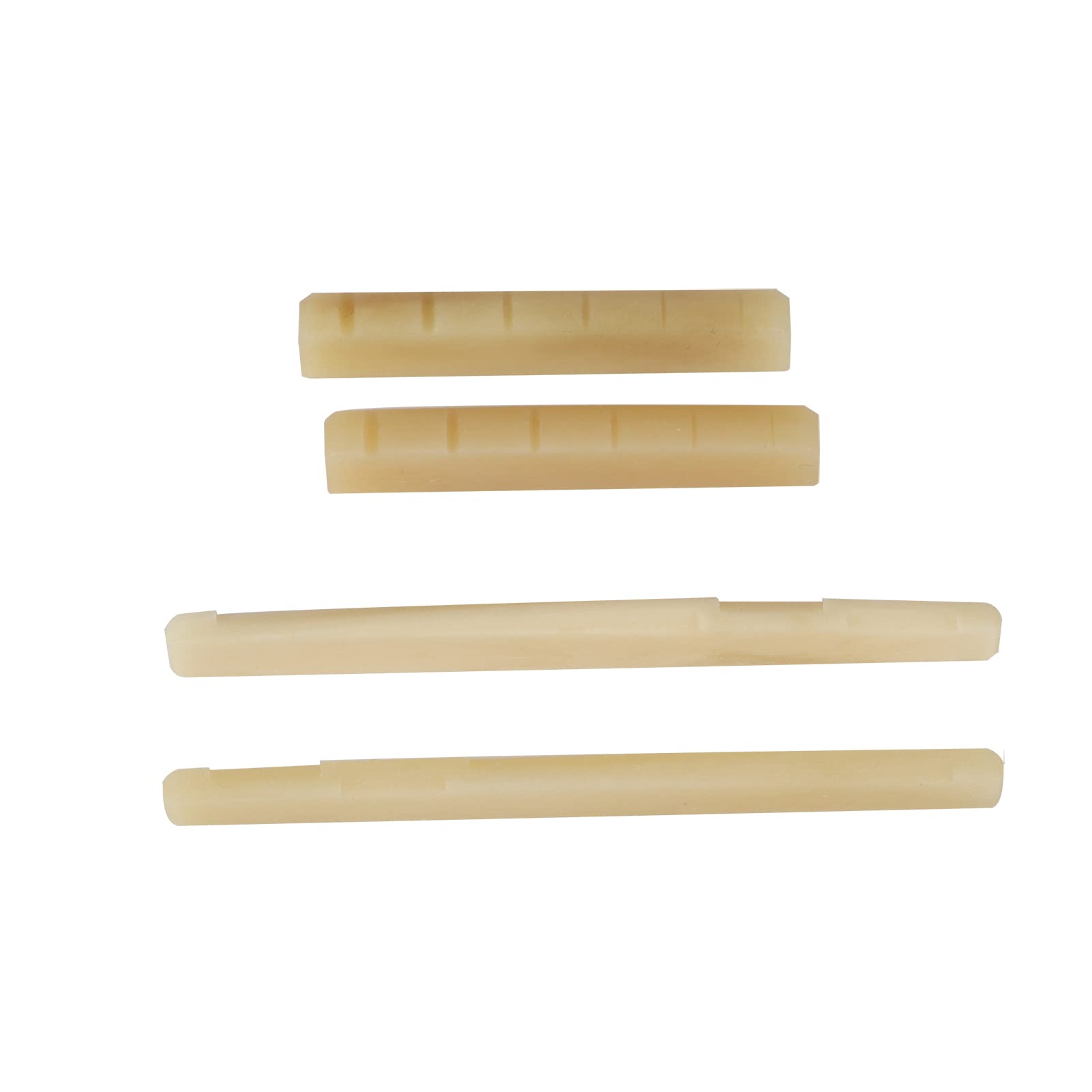 LGEGE Acoustic Guitar Bone Bridge Saddle and Nut 2 Sets, 72mm Saddle 43mm Nut Kit for Folk Guitar, Primary Color Vintage Style Guitar Accessories 4 Pcs