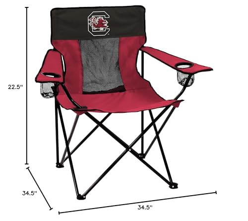 Logo Brands NCAA South Carolina Gamecocks Elite Portable Chair - Premium Outdoor Chair with Cup Holder, Powder-Coated Steel Frame, Lightweight and Portable for Tailgating,and Sporting Events