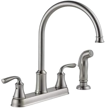 Delta Lorain Stainless 2 Handle Deck Mount High Arc Kitchen Faucet