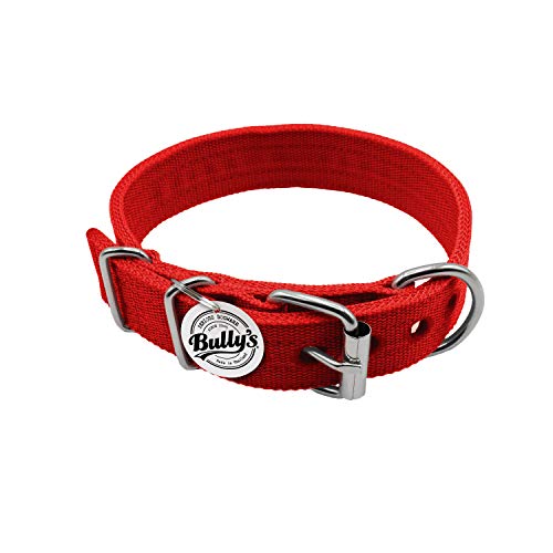 Pitbull Collar, Dog Collar for Large Dogs, Heavy Duty Nylon, Stainless Steel Hardware (XS-1.2 Inches Wide, Fire Engine Red)