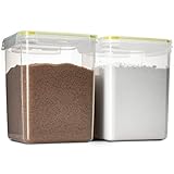 Komax Biokips Flour and Sugar Storage Containers | 2 Extra Large Sugar and Flour Canisters (175-oz) | BPA-Free