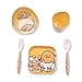 Finex Set of 5 - Yellow & White Gudetama Meal Set - Cup, Spoon, Bowl Kids Dinner Meal Dishes Feeding set for toddlers Microwave Dishwasher safe