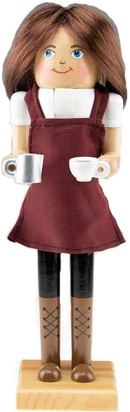 Nutcrackers - Clever Creations Barista 14 Inch Traditional Wooden Nutcracker, Festive Christmas Décor for Shelves and Tables