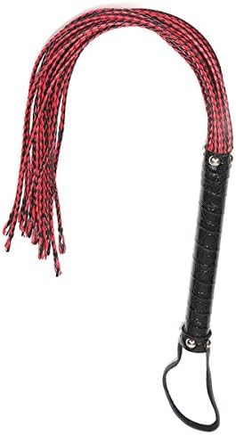 Hot Fashion Faux Leather Flogger Braided 18 Tails Are 17’’ Long | Costume kit … (Black &amp; Red)