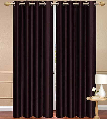 Buy Purav Light Polyester Eyelet Plain Dark Brown Door Curtains