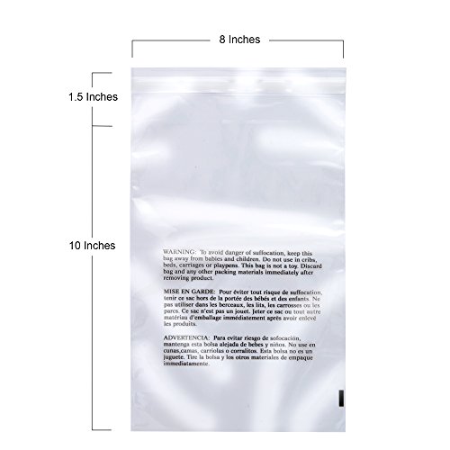 200 8x10 Resealable Poly Bags with Suffocation Warning