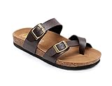 WTW Women Leather Sandals Arizona Slide Shoes (US 10, Brown)