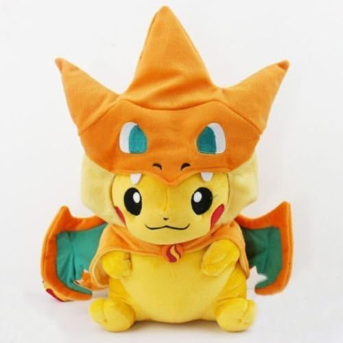 Pokemon 9'' Pikachu With Charizard hat Plush Soft Toy Stuffed Animal Doll New