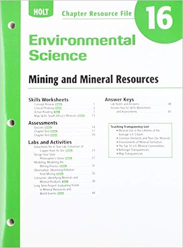 amazon com holt environmental science chapter resource file chapter 16 mining and mineral mixtures 9780030415241 holt rinehart and winston books