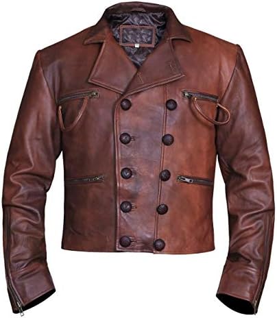 Christmas Deals Aqua Man Distressed Justice League Brown Genuine Leather Jacket