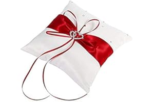 Wedding Ring Pillow, Ring Pillow Cushion Bridal Wedding Pocket Ring Pillow Cushion Bearer with Double Hearts Decoration Roman