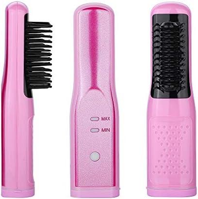 Hair Straightening Brush, Uervoton 2-in-1 Cordless Straightener with Anti-Scald Feature, Auto Temperature Lock and Auto-off Function
