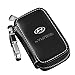 Zepthus Black Car Key Chain Bag Premium Leather Car Key Chain Coin Holder Zipper Case for Auto Remote Key Fob (Hyundai)