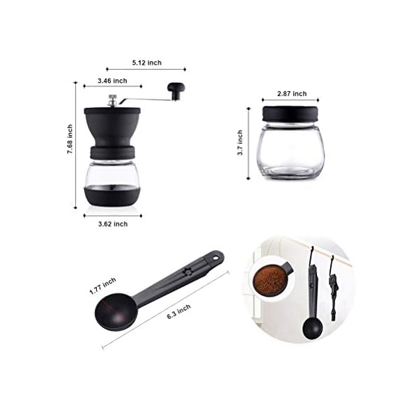 Manuelle Kaffeemühle mit verstellbarem Keramik-Frässtift, Handkaffeemühle mit Glasversiegelung und 2-in-1… – Bild 6