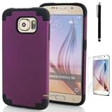 Galaxy S6 Case, Impact Dual Layer Slim Hybrid Heavy Duty Shock Proof Shatterproof Armor Defender Drop Protection Case Cover Screen Protector Samsung Galaxy S6 [WIRELESS CHARGER COMPATIBLE] (Purple)