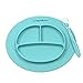 Silicone Bowl and Silicone Plate Easily Wipe Clean - Self Feeding Set Reduces Spills - Spend Less Time Cleaning After Meals with a Baby or Toddler - Set Includes 2 Colors (Lime Green/Turquoise)