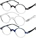 READING GLASSES 3 Pack Affordable Professor Round Two Tone Reading Glasses for Men and Women +1.75