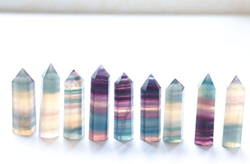 Natural Fluorite Quartz Crystal Hexagonal Point Healing Massage Obelisk Point Wand Tower Gem Chakra Reiki Healer