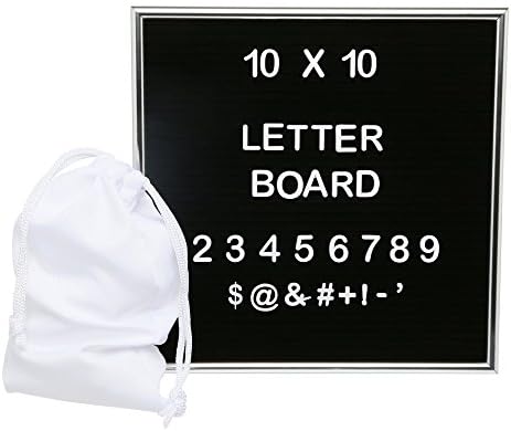 Felt Letter Board 10x10 with Premium Aluminum Frame - Including Mounting Hook and Frame Stand - Perfect for Home Decoration, Advertising, Teaching, Quotes, and GIFT - 261 Characters Letters Numbers
