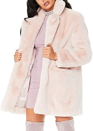 Vamvie Womens Winter Coat Fluffy Faux Fur Warm Outwear Long Sleeve Jacket Pockets Cardigan
