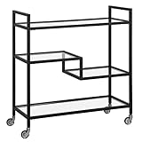 Henn&Hart 33" Wide Rectangular Bar Cart with Glass