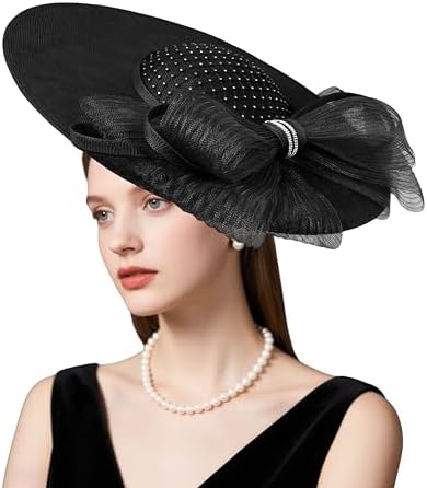 dressfan Vintage Fascinator Derby Hats for Women,20s Linen 
