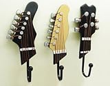 Pack of 3 Hooks Towel Coat Wall Rack Hangers Guitar Shape Vintage Resin Hooks 3-Hook