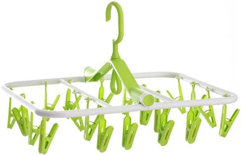 Zebratown 360° Rotating Foldable Windbreak Hangers for Clothes Sock 20 Racks (Green)