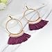 Livtor Fan Tassel Hoop Earrings Fish Hook Earring for Daily Wear, Wedding, Party etc(Purple)