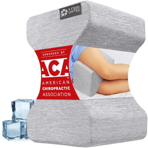 5 STARS UNITED Knee Pillow for Side Sleepers - Hip Pain Relief, Memory Foam Leg Cushion for Side Sleeping - Between Legs Pillow for Sciatica & Lower Back Pain, Arctic Gray