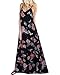 Kidsform Women Floral Maxi Dress Boho Printed Spaghetti Straps V Neck Summer Beach Long Dress