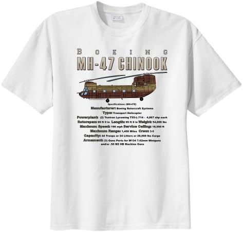 Boeing MH-47 Chinook Transport Helicopter WarbirdShirts™ Men's Short Sleeve T-Shirt White XXL