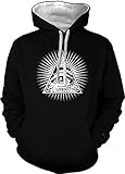 Eye Of Providence - All Seeing Eye Men's 2 Tone Hoodie Sweatshirt (Large, Black/White String)