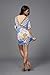 AIKEN Womens V-Neck Cut Loose Bathing Suit Swimsuit Cover Ups Beach Dress Blue