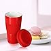 Yilove Coffee Mug With Lid, BPA-free, Ceramic, 16 Ounce-Red