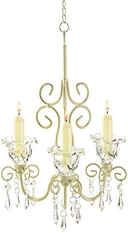 Antique Chandelier Candle Holder, Hanging Candle Chandelier White Ivory Metal