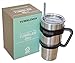 30oz Stainless Steel Vacuum Insulated Tumbler with Double Wall Insulation + Black Handle + Straw by TUMBLINER - Designed to Fit Into a Car Cupholder