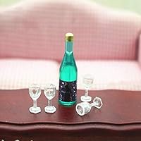 buS9YIN4E 5Pcs Wine Bottle Cup Set Doll House Model ,DIY Miniature Kitchen/Living Room/ Bedroom Decor Dollhouse Fairy Garden Decoration Accessories Kids Toy